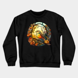 Autumn Songbird Stained Glass Crewneck Sweatshirt